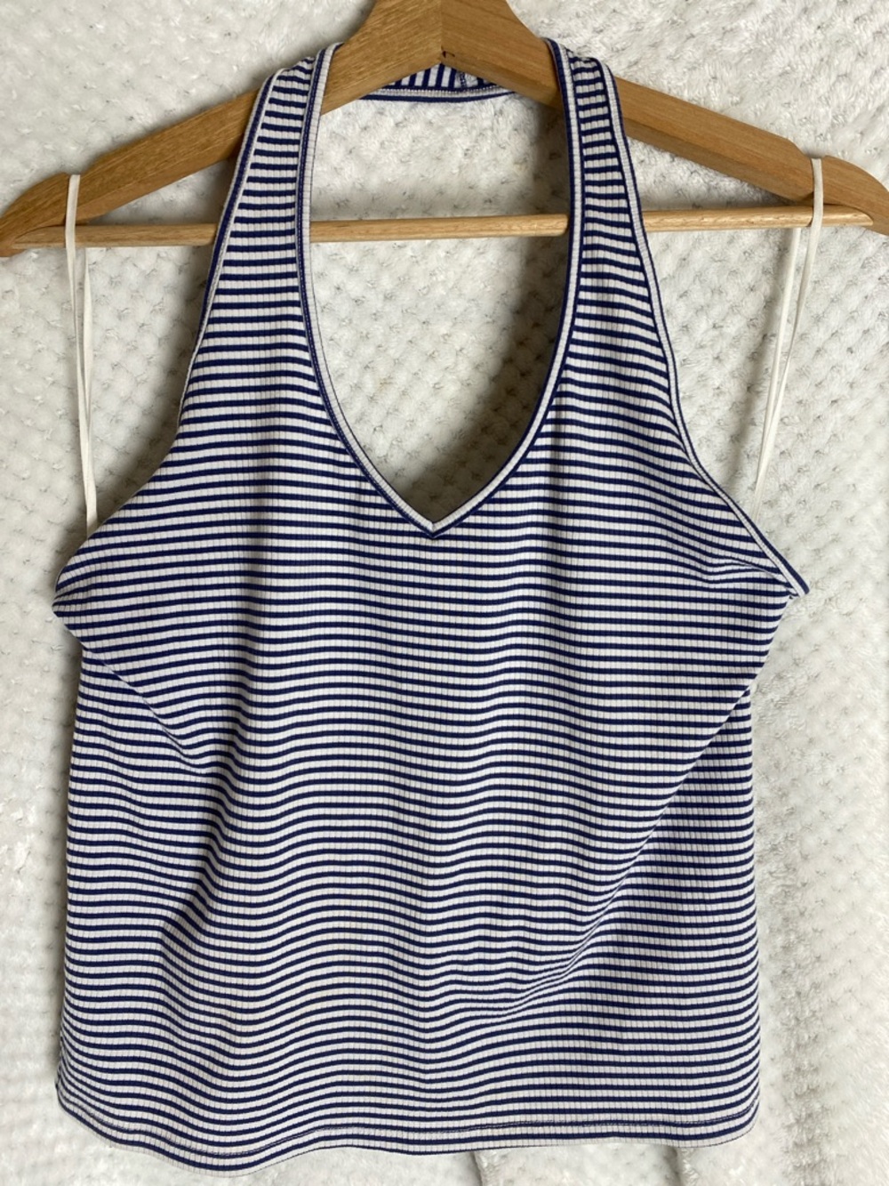 American Eagle Striped Blue & White Halter style Tank Top